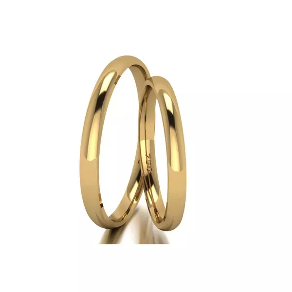 Par De Aliança De Ouro 18k Tradicional e Anatômica Com 2,0mm