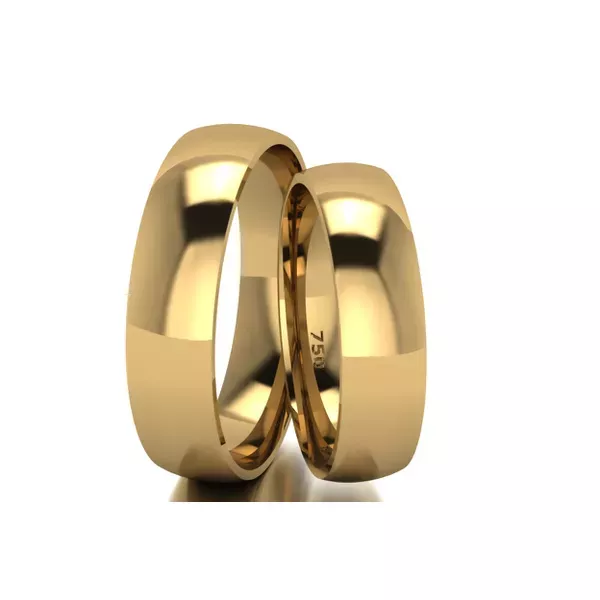 Par De Aliança De Ouro 18k Tradicional e Anatômica Com 5,0mm