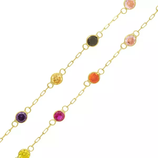 Corrente De Ouro 18k Cartie De 40cm Com Zircônias Coloridas