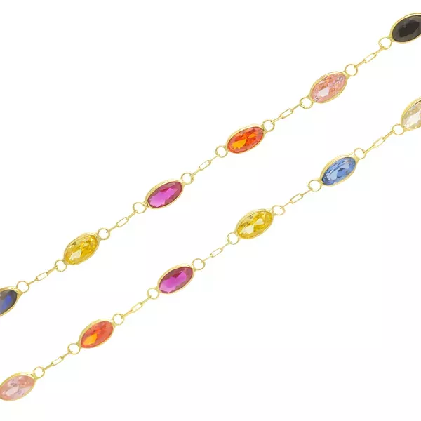 Corrente De Ouro 18k Cartie De 40cm Com Zircônias Ovais