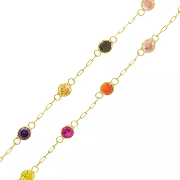 Corrente De Ouro 18k Cartie De 45cm Com Zircônias Coloridas