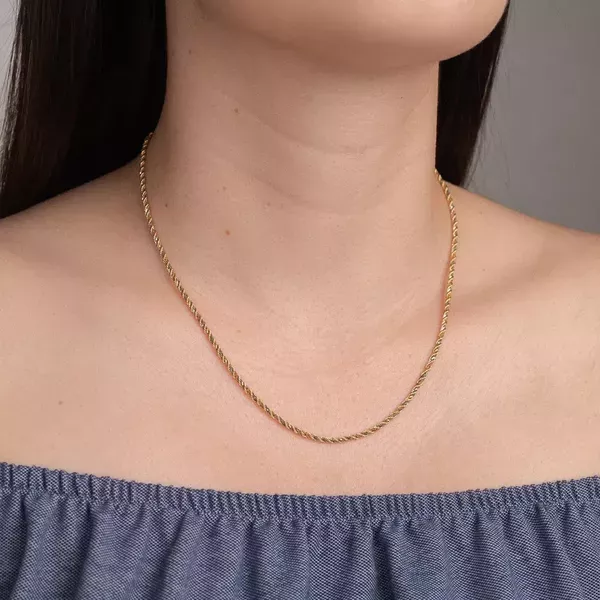 Corrente De Ouro 18k Corda Tricolor De 2,2mm Com 45cm