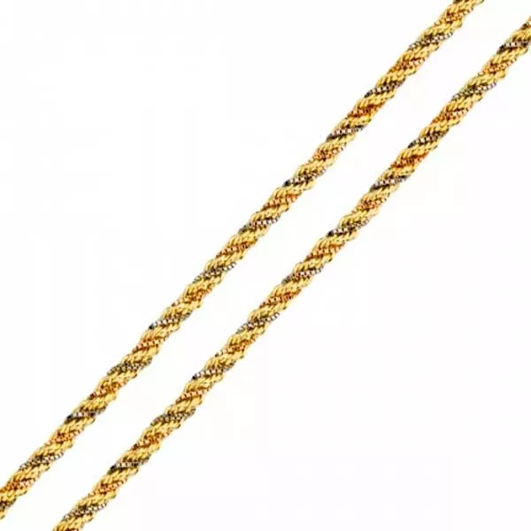 Corrente De Ouro 18k Corda Tricolor De 2,3mm Com 40cm