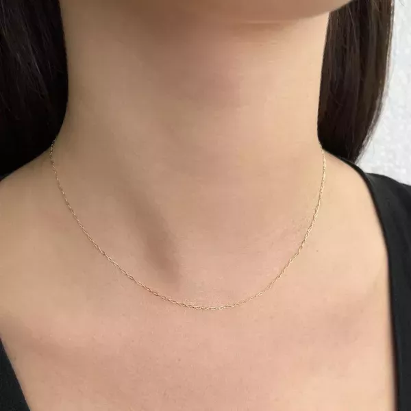 Corrente De Ouro 18k Elo Americano De 0,5mm Com 40cm