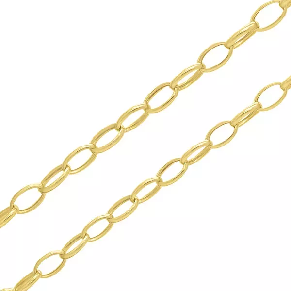 Corrente De Ouro 18k Elo Português Oval De 3,5mm Com 40 Cm