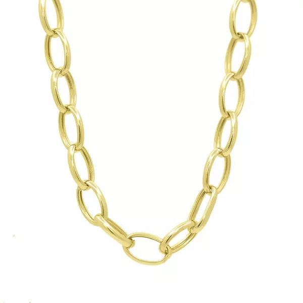 Corrente De Ouro 18k Elo Português Oval De 3,5mm Com 40 Cm