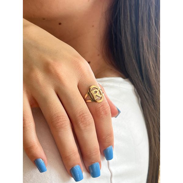 Anel De Ouro 18k Com Letra ( a à z )