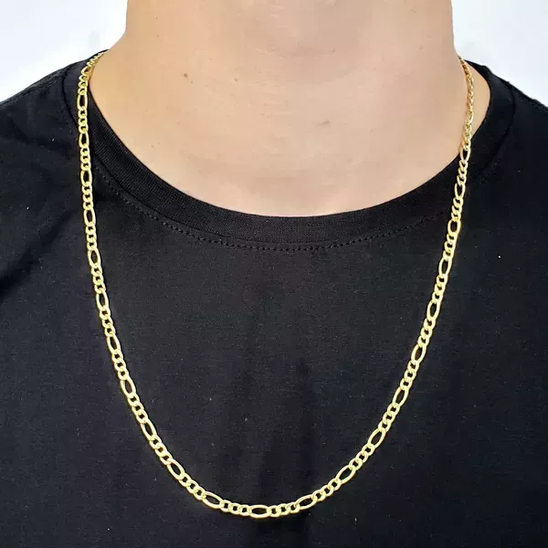 Corrente De Ouro 18k Groumet 3x1 De 4,5mm Com 60cm