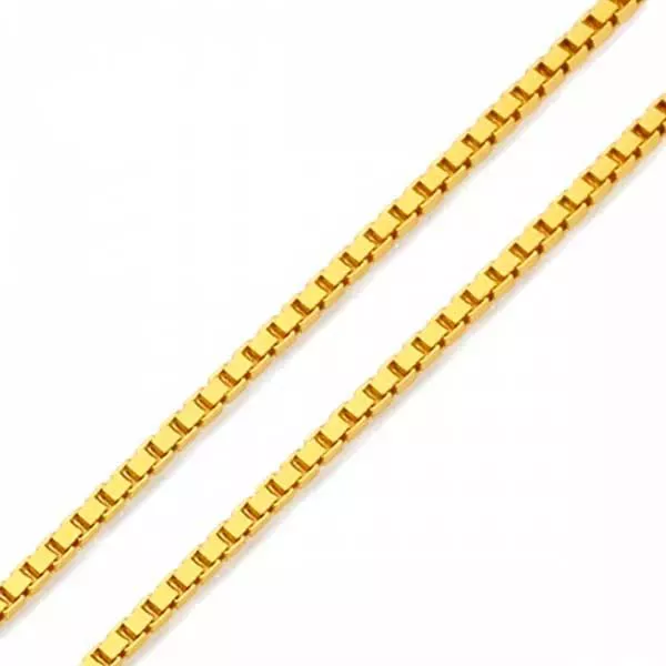 Corrente De Ouro 18k Infantil Malha Veneziana De 0,5mm Com 35cm