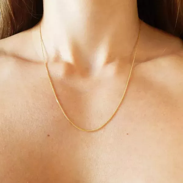 Corrente De Ouro 18k Rabo de Raposa De 0,7mm Com 45cm