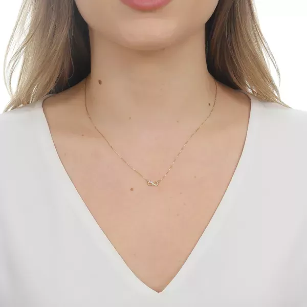 Corrente De Ouro 18k Veneziana de 0,5mm Com 45cm Pingente Infinito