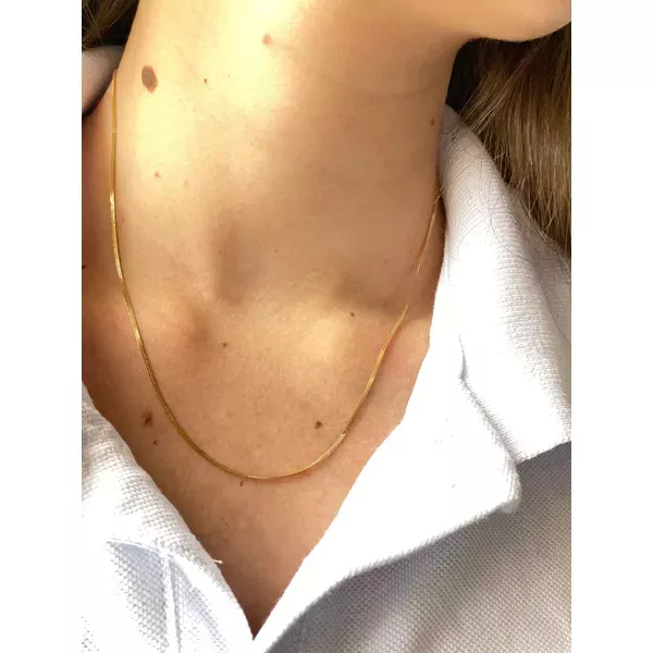 Corrente De Ouro 18k Veneziana Dupla De 1,0mm Com 45cm