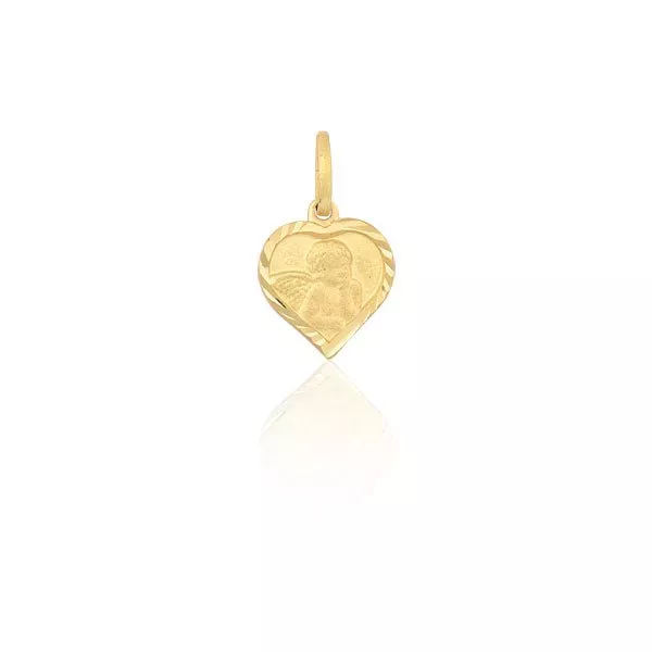 Pingente De Ouro 18k Anjinho Coração