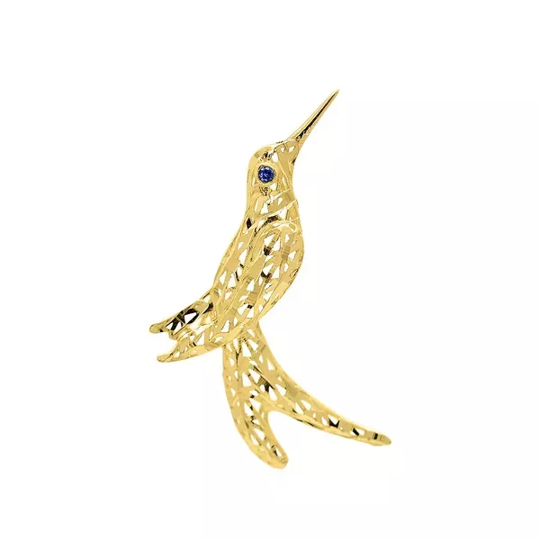Pingente De Ouro 18k Beija-flor Vazado Pequeno