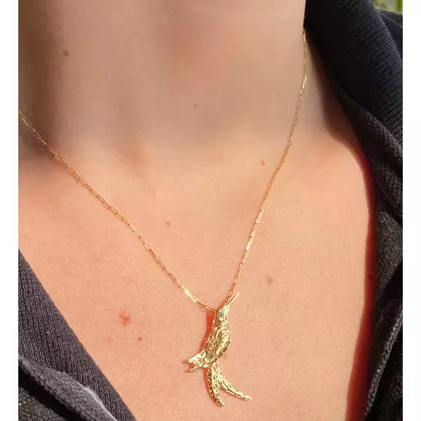 Pingente De Ouro 18k Beija-flor Vazado Pequeno