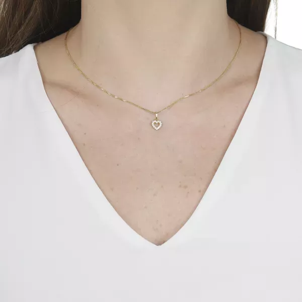Pingente De Ouro 18k Coração Cravejado