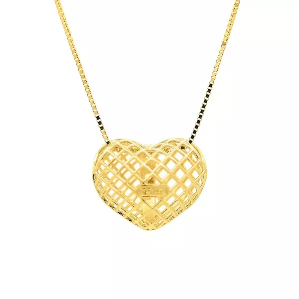 Pingente de Ouro 18k Coração Fixo Com Zircônia 