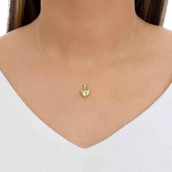 Pingente De Ouro 18k Coração Grande e Liso
