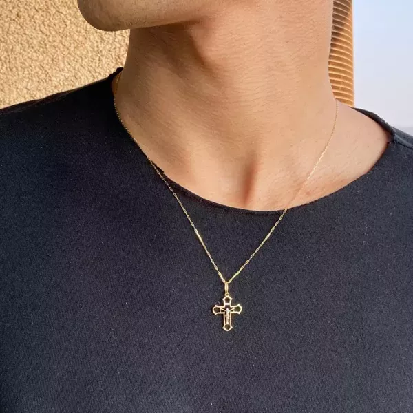 Pingente De Ouro 18k Cruz Bicolor 