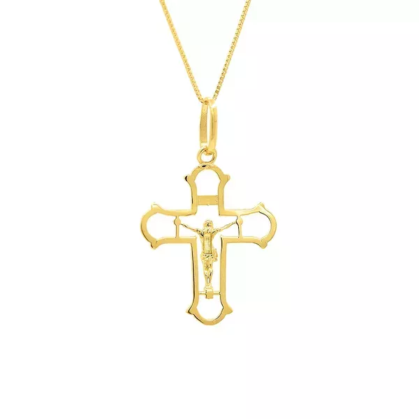Pingente De Ouro 18k Cruz Bicolor 