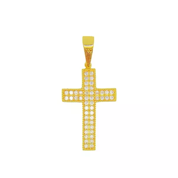 Pingente De Ouro 18k Cruz Com 27mm