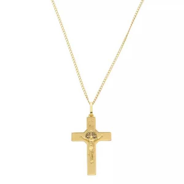 Pingente De Ouro 18k Cruz Com Jesus Cristo