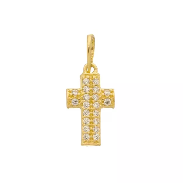 Pingente De Ouro 18k Cruz Com Zircônia