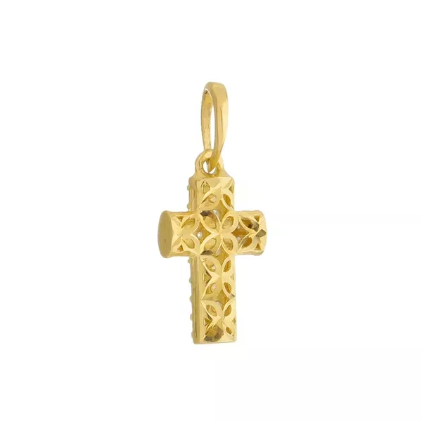 Pingente De Ouro 18k Cruz Com Zircônia
