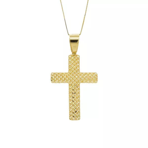 Pingente De Ouro 18k Cruz Diamantada G
