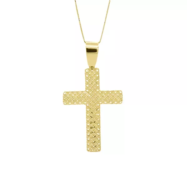 Pingente De Ouro 18k Cruz Diamantada G