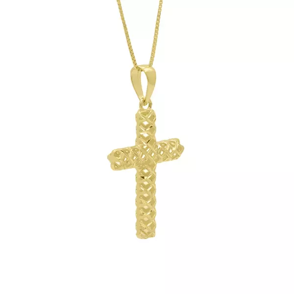 Pingente De Ouro 18k Cruz Diamantada P