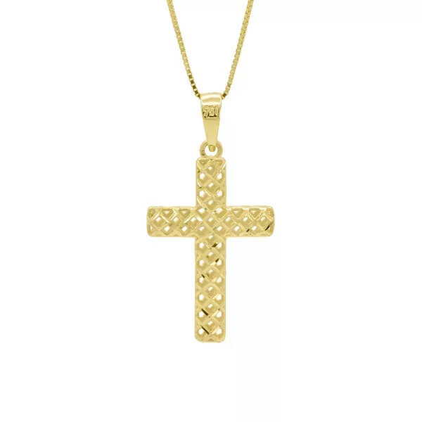 Pingente De Ouro 18k Cruz Diamantada P