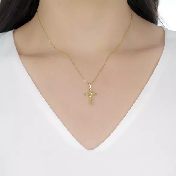 Pingente De Ouro 18k Cruz Diamantada P