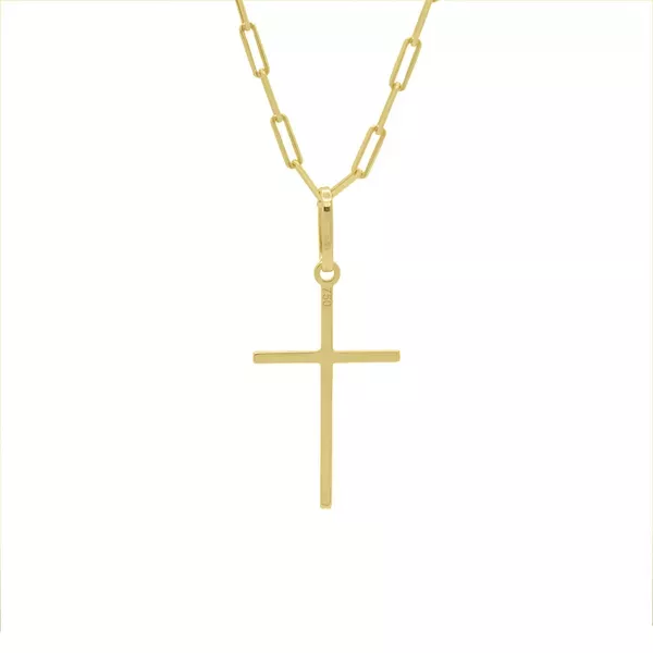 Pingente De Ouro 18k Cruz Palito De 18mm