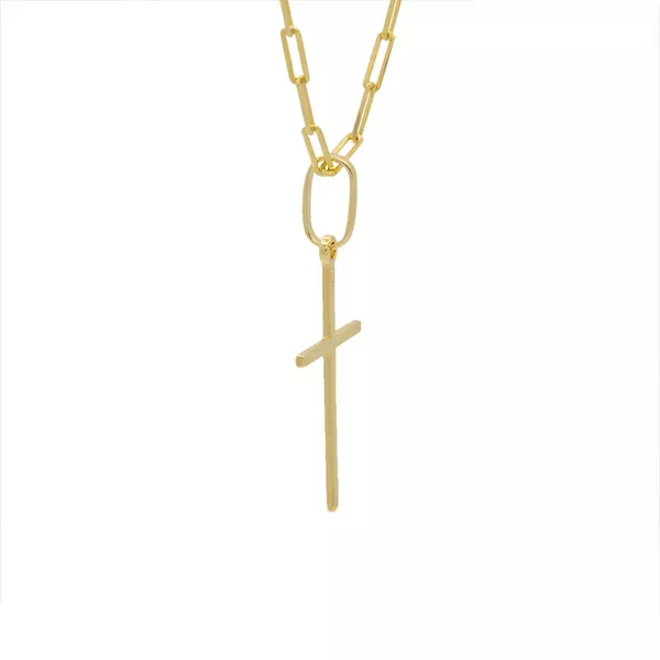 Pingente De Ouro 18k Cruz Palito De 18mm