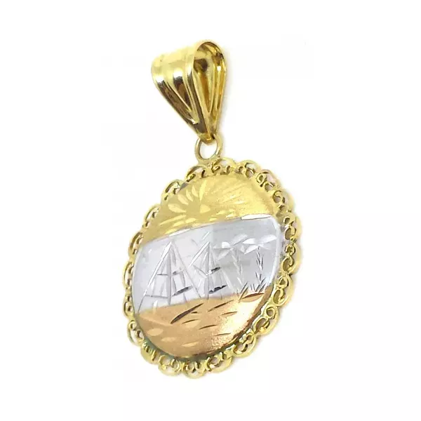 Pingente De Ouro 18k Escravas Tricolor De 32mm
