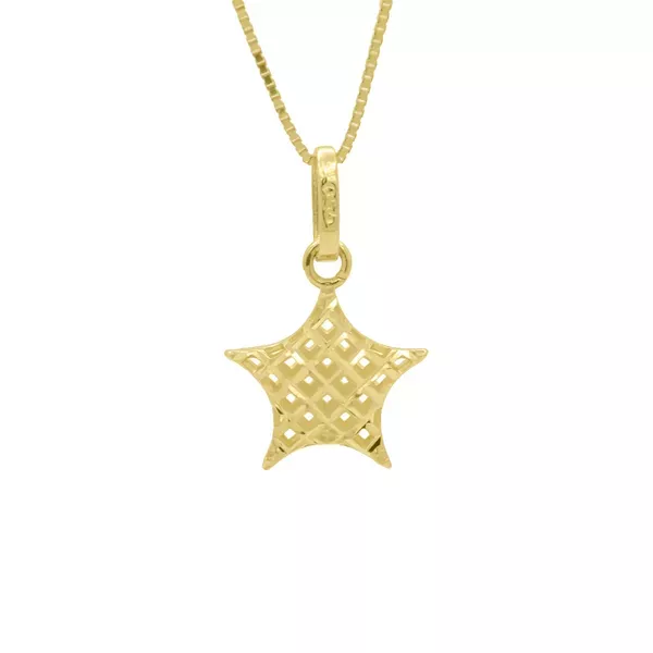Pingente De Ouro 18k Estrela Diamantada P
