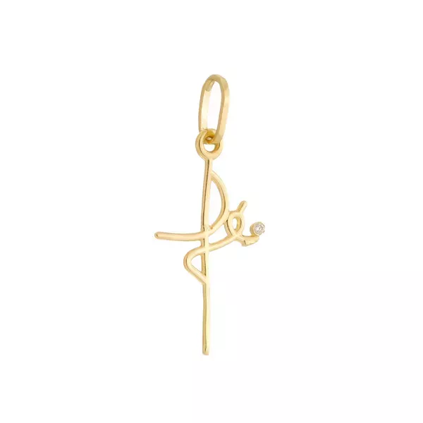 Pingente De Ouro 18k Fé Com Zircônia