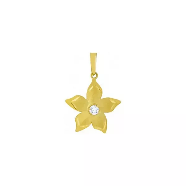 Pingente De Ouro 18k Flor Com Zircônia