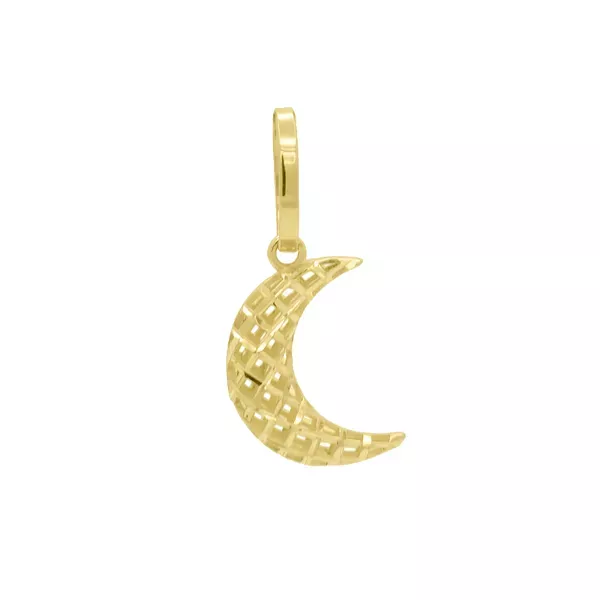 Pingente De Ouro 18k Lua Diamantada M