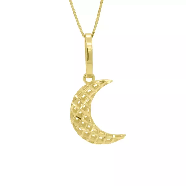 Pingente De Ouro 18k Lua Diamantada M