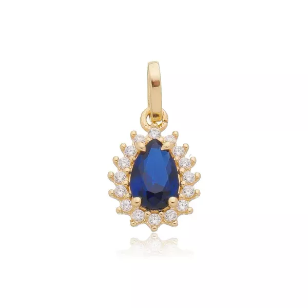 Pingente De Ouro 18k Mademoiselle Azul Com Zircônias 