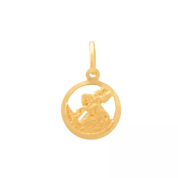 Pingente De Ouro 18k Medalha De São Jorge De 11mm