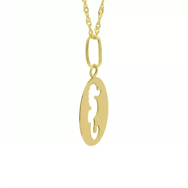 Pingente De Ouro 18k Medalhinha Cavalo Marinho vazado