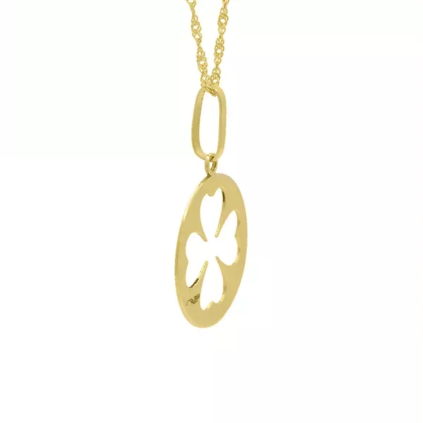 Pingente De Ouro 18k Medalhinha Trevo Vazado