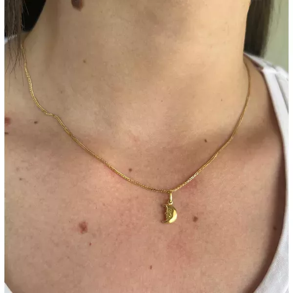 Pingente De Ouro 18k Meia Lua
