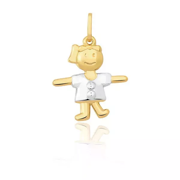 Pingente De Ouro 18k Menina 16mm