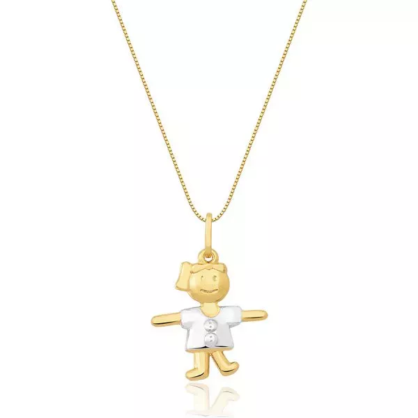 Pingente De Ouro 18k Menina 16mm