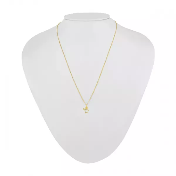 Pingente De Ouro 18k Menina Com Flor Na Mão