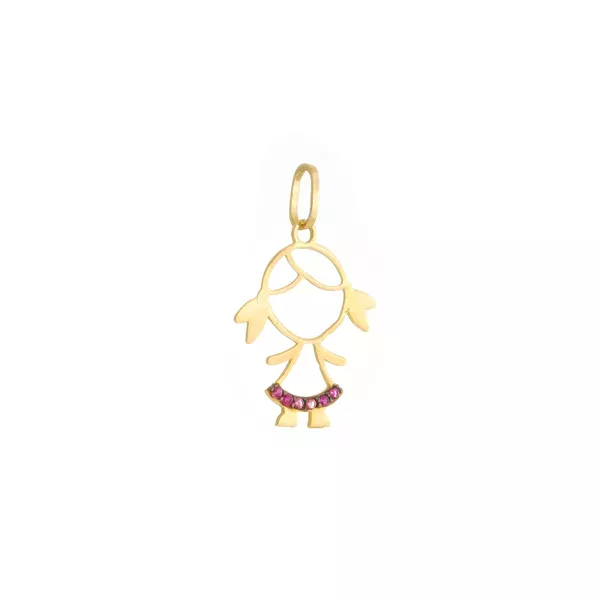 Pingente De Ouro 18k Menina De Luz